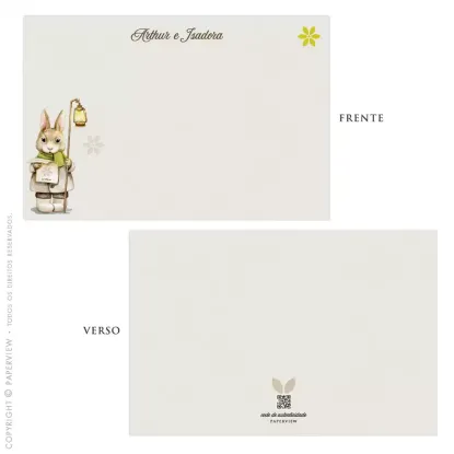 Cartão de Mensagem Bee Flower Bunny