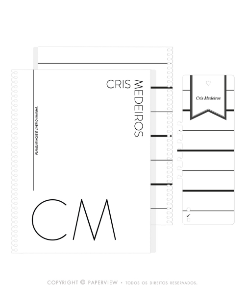 Capa Extra Personalizada para Planner | Black Line Monogram