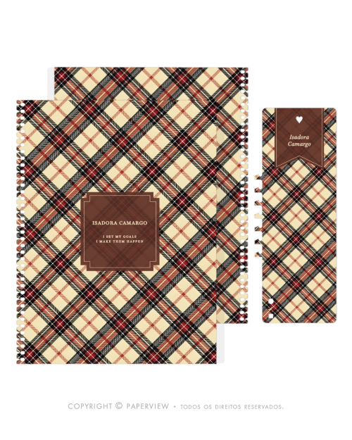 Capa Extra Personalizada para Planner | London Check | Kensington