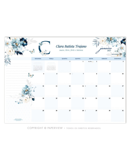 Desk Planner Mensal | Light Blue