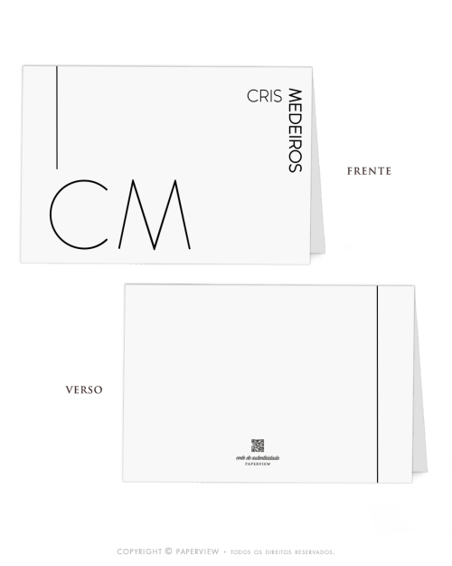 Cartões de Mensagem com Dobra | Black Line | Monogram